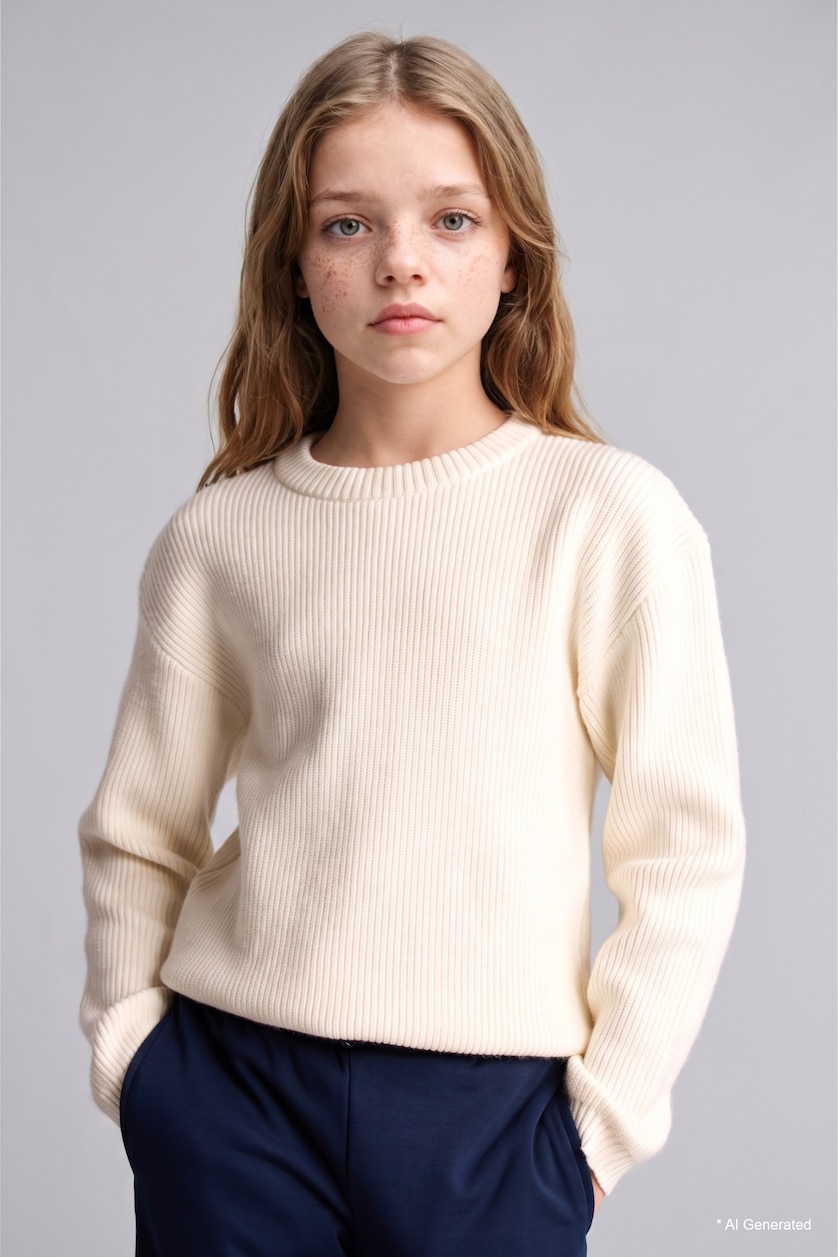 Девочки и подростки Бежевый Girl Regular Fit Crew Neck Pullover