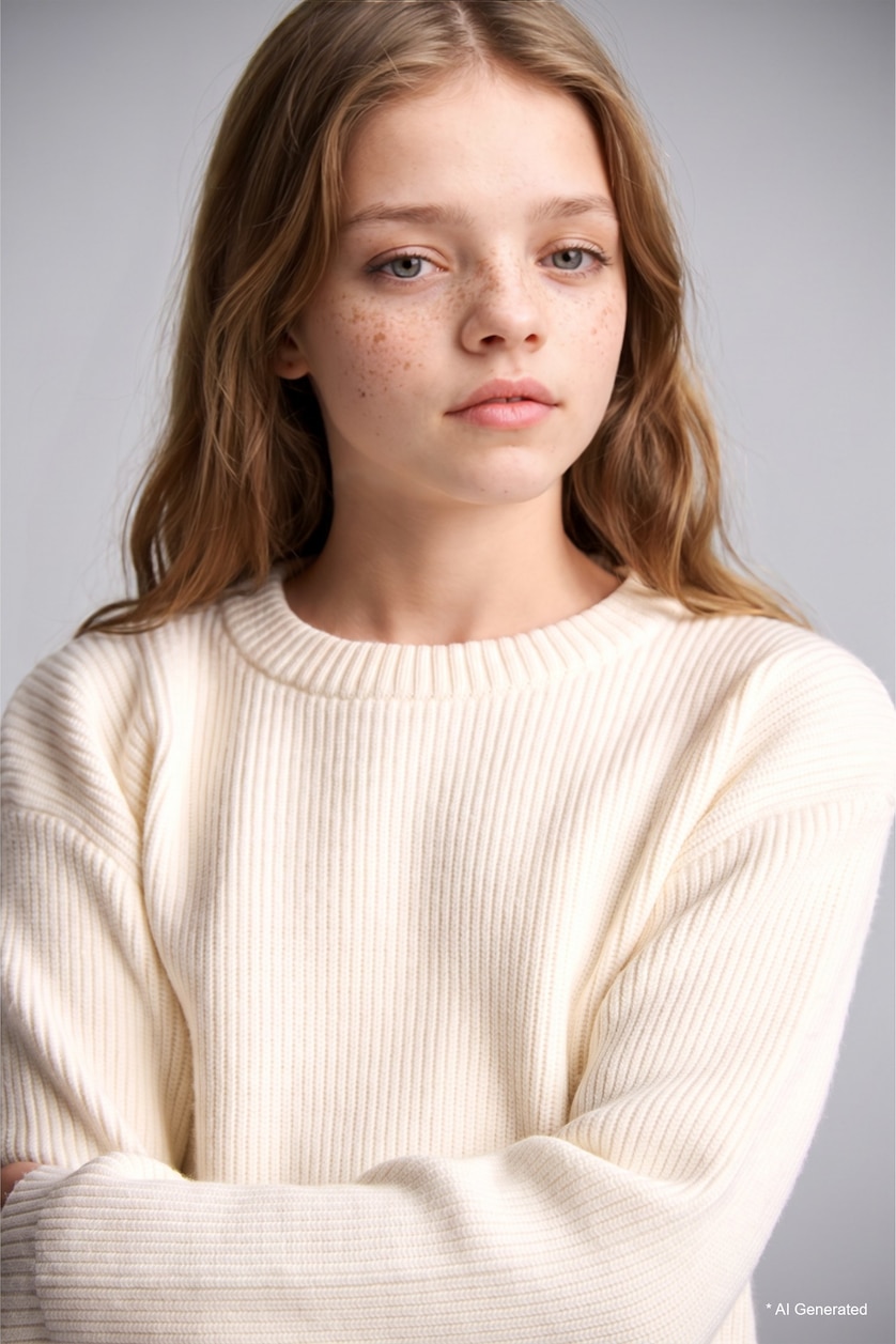 Девочки и подростки Бежевый Girl Regular Fit Crew Neck Pullover