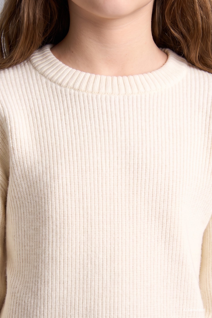 Девочки и подростки Бежевый Girl Regular Fit Crew Neck Pullover