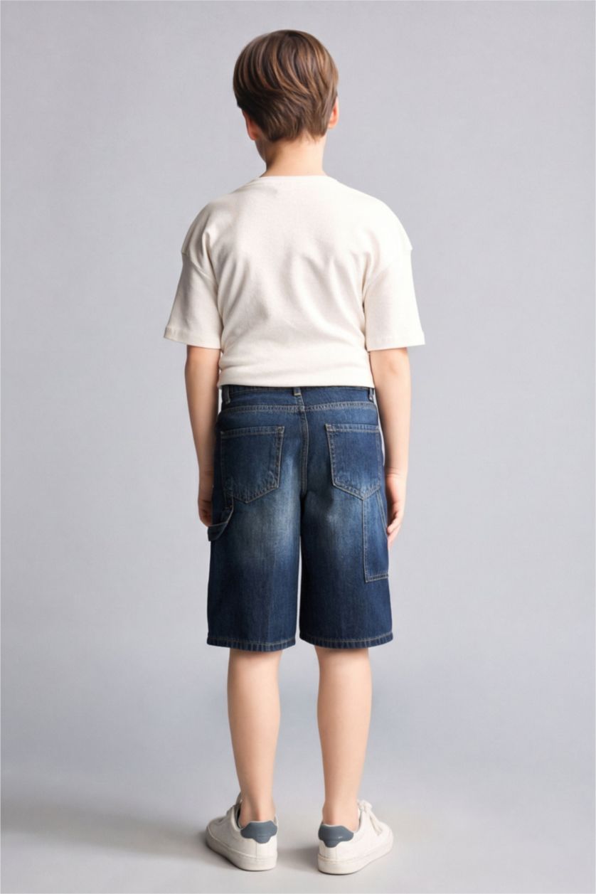 Boys & Teens Blue شورت جينز ولادي كروب فيت