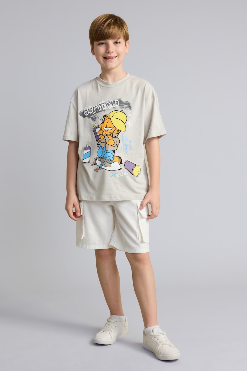 BOYS & TEENS Ecru Boy Cotton Cargo Shorts