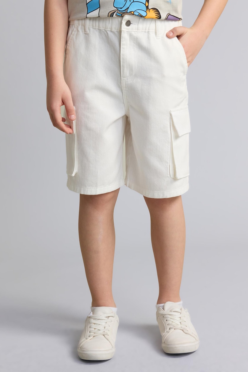 BOYS & TEENS Ecru Boy Cotton Cargo Shorts