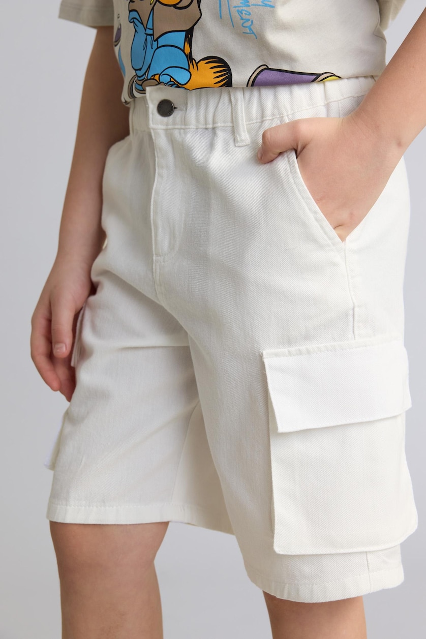 BOYS & TEENS Ecru Boy Cotton Cargo Shorts