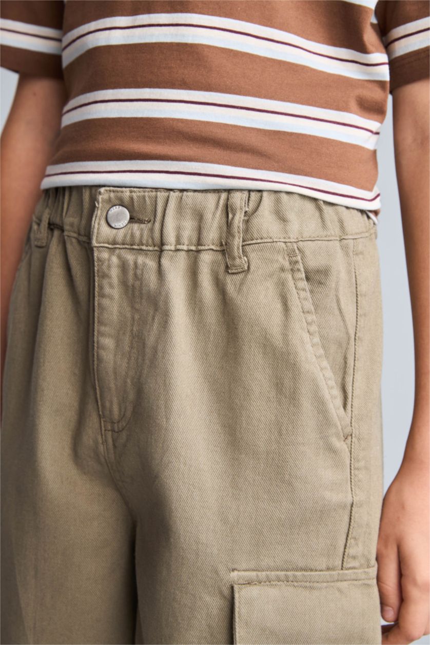 Young Boys - Teen Boys Light Khaki Boy Elastic Band Shorts