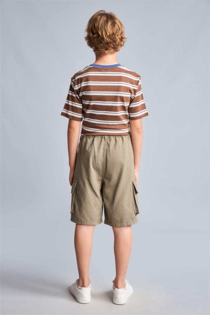 Young Boys - Teen Boys Light Khaki Boy Elastic Band Shorts