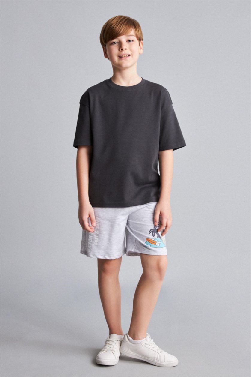 Young Boys - Teen Boys Light Grey Melange Regular Fit Shorts