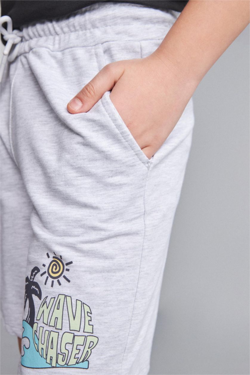 Young Boys - Teen Boys Light Grey Melange Regular Fit Shorts