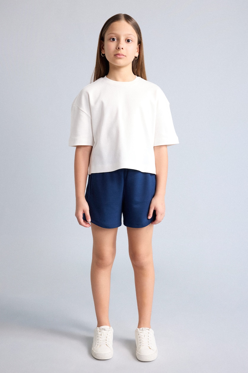 FILLES Blanc T-shirt oversize à col rond et manches courtes pour fille