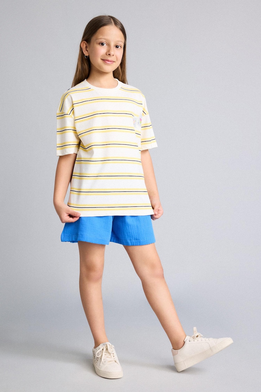 GIRLS & TEENS Yellow Girl Short Sleeve Striped Yellow T-Shirt