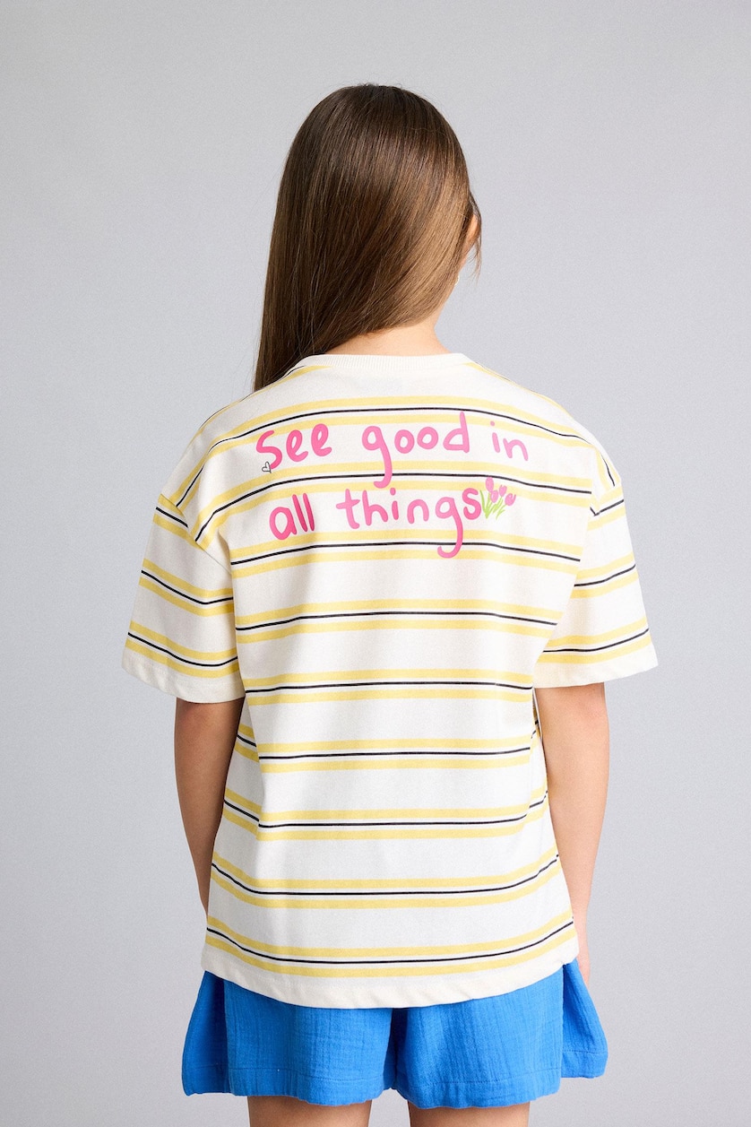 GIRLS & TEENS Yellow Girl Short Sleeve Striped Yellow T-Shirt