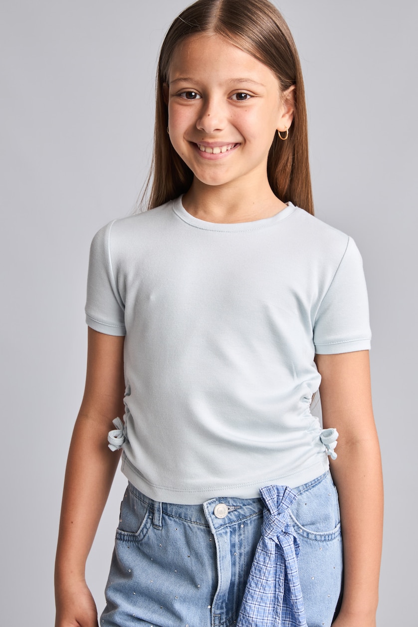 Girls & Teens Light Blue Girl Crew Neck Short Sleeve T-Shirt
