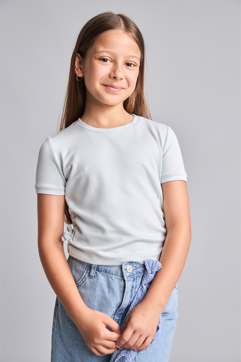 Girls & Teens Light Blue Girl Crew Neck Short Sleeve T-Shirt