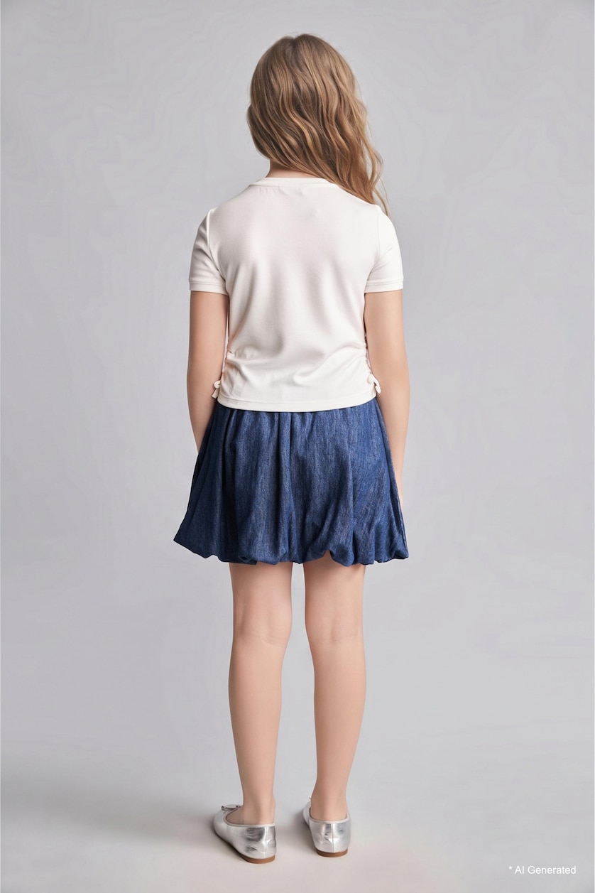 Girls & Teens Ecru Girl Crew Neck Jersey Ecru T-Shirt