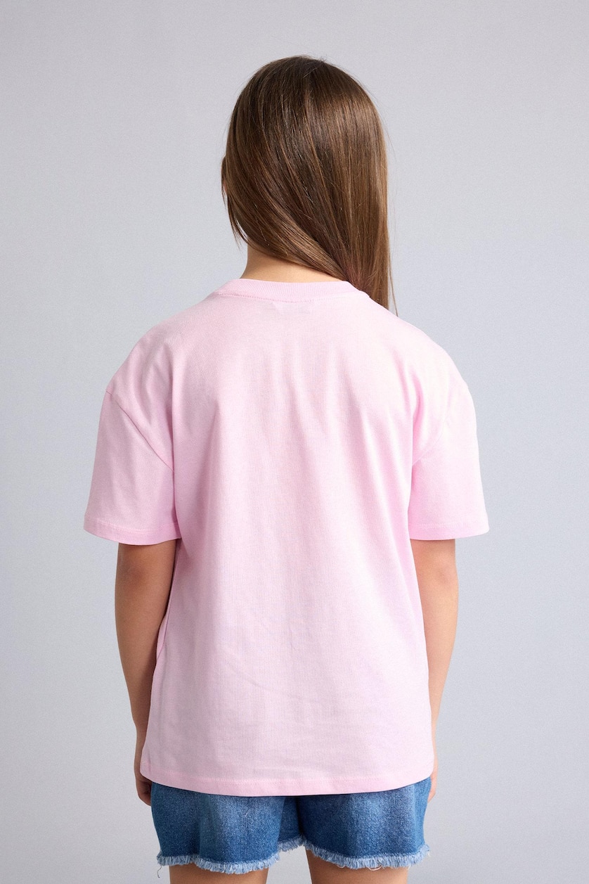 Young Girls - Teen Girls Pink Girl Printed Crew Neck Short Sleeve T-Shirt