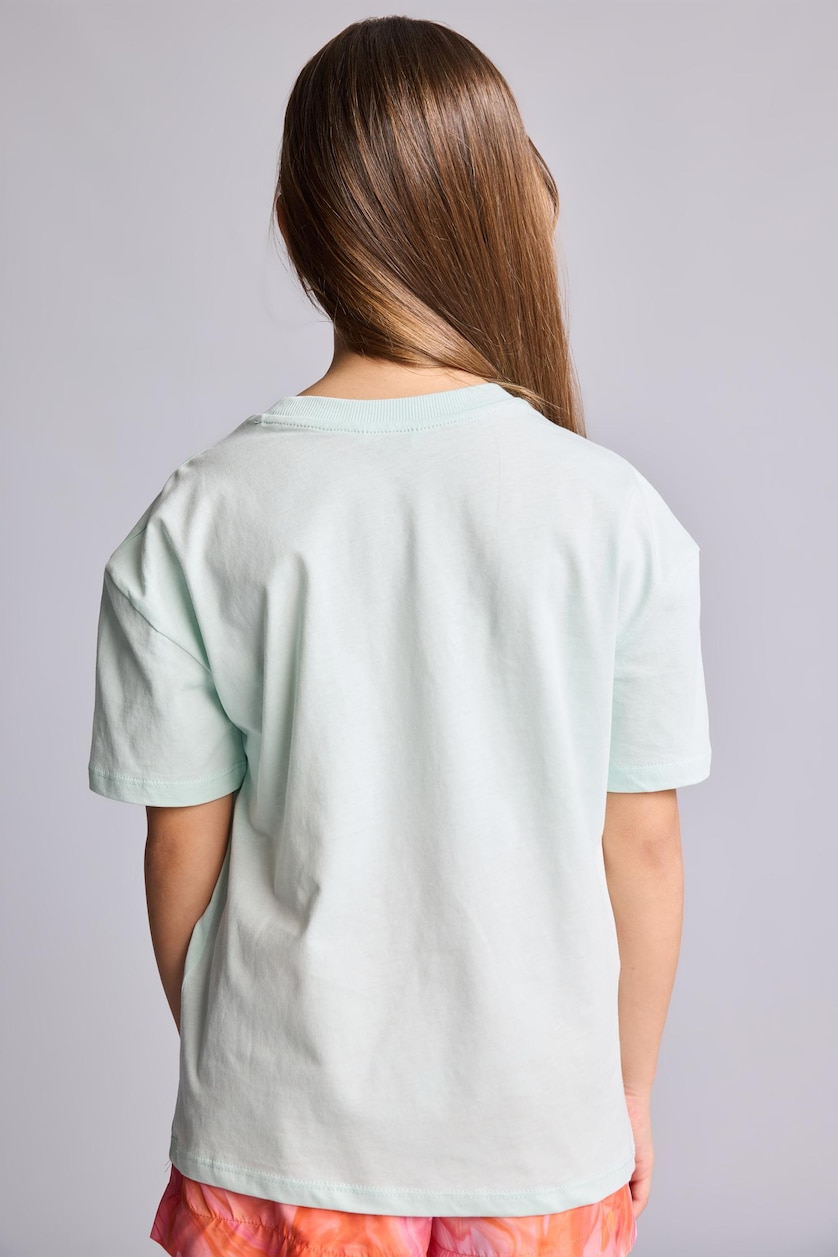 GIRLS & TEENS Light Aqua Girl Printed Crew Neck Short Sleeve T-Shirt