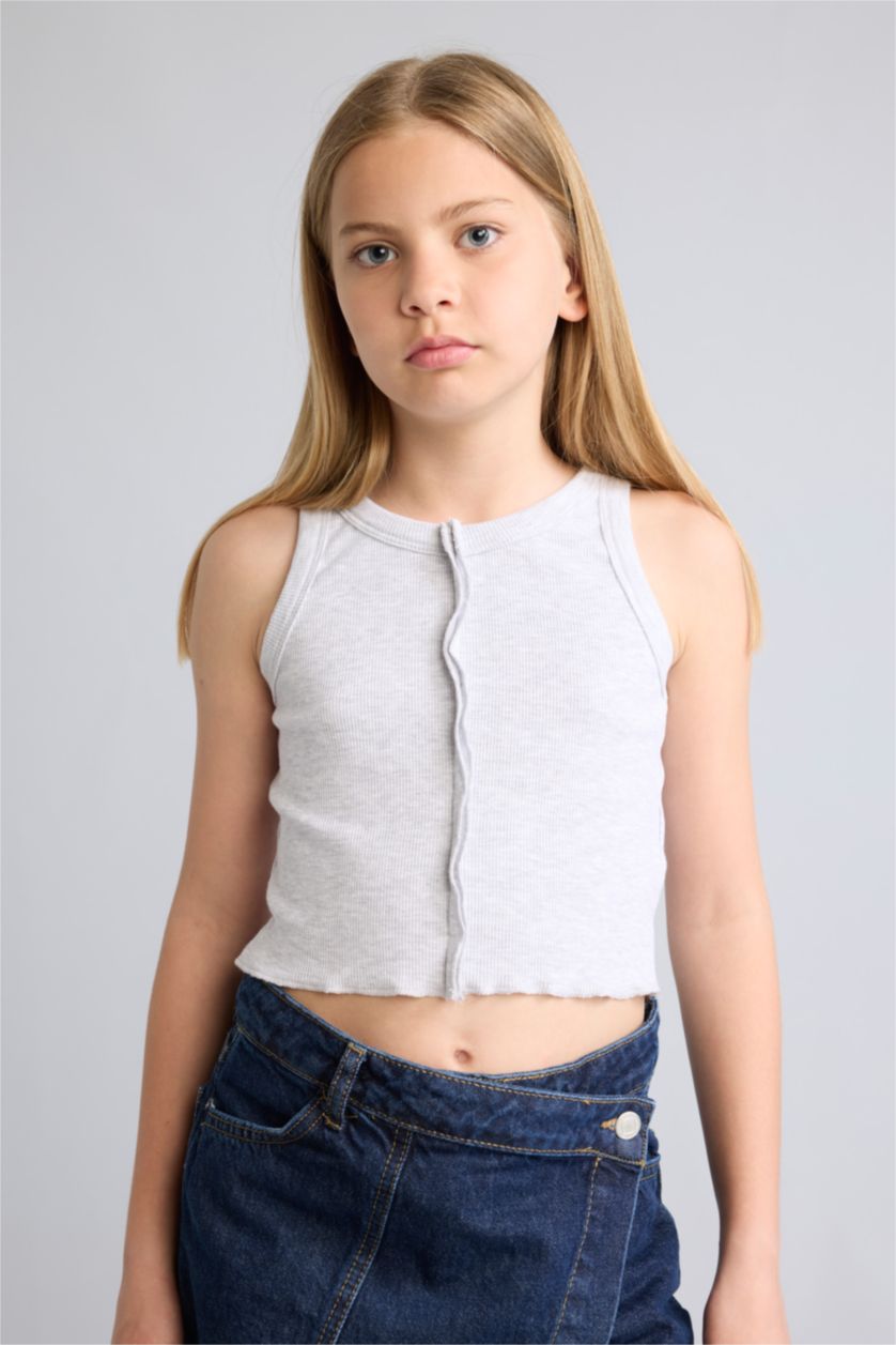 Young Girls - Teen Girls Light Grey Melange Girl Ribana Tank Top