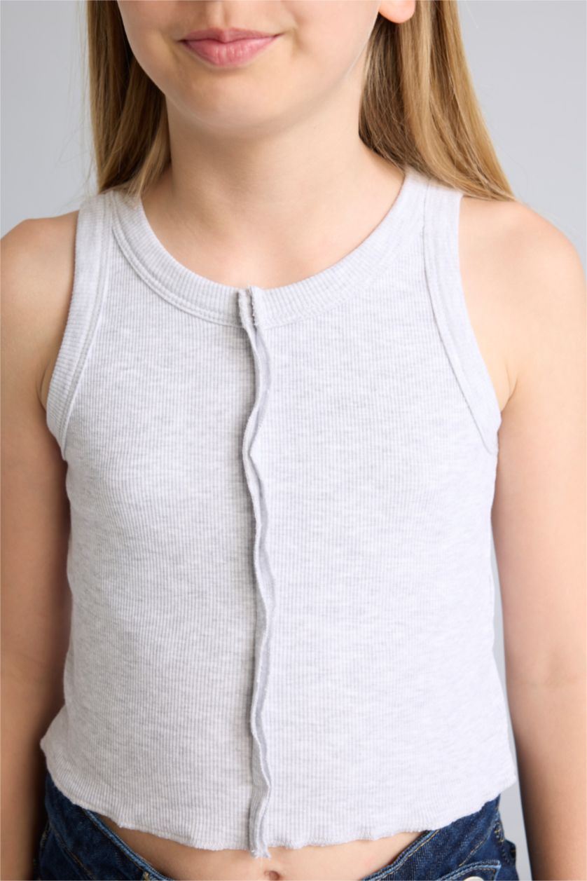 Young Girls - Teen Girls Light Grey Melange Girl Ribana Tank Top
