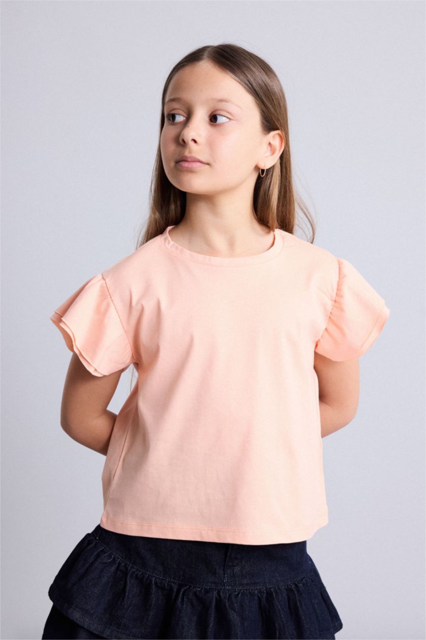 Young Girls - Teen Girls Light Salmon Regular Fit Short Sleeve T-Shirt