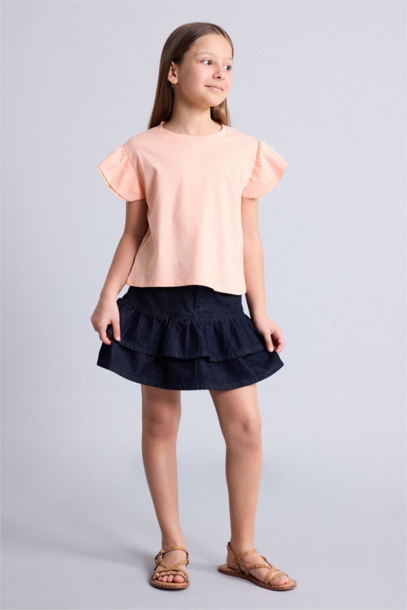 Young Girls - Teen Girls Light Salmon Regular Fit Short Sleeve T-Shirt
