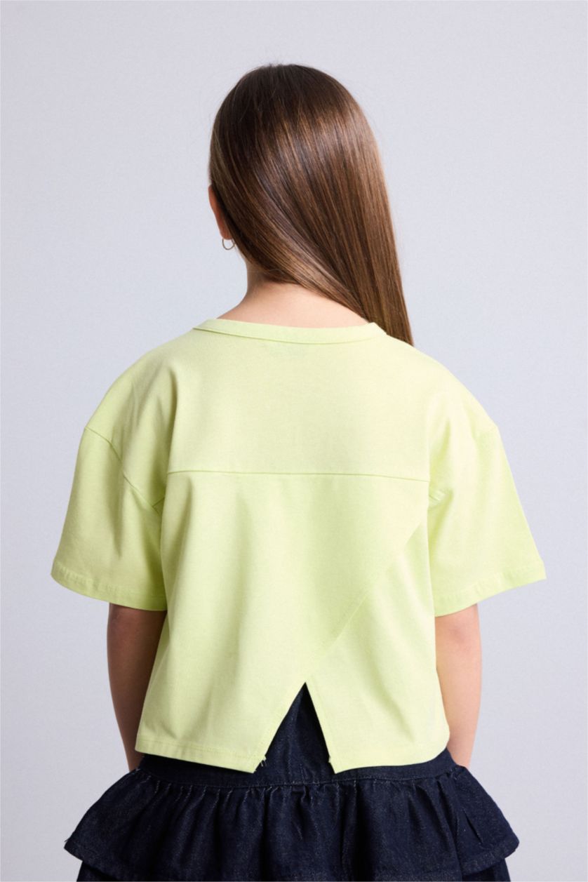 Young Girls - Teen Girls Light Green Slogan Short Sleeve T-Shirt