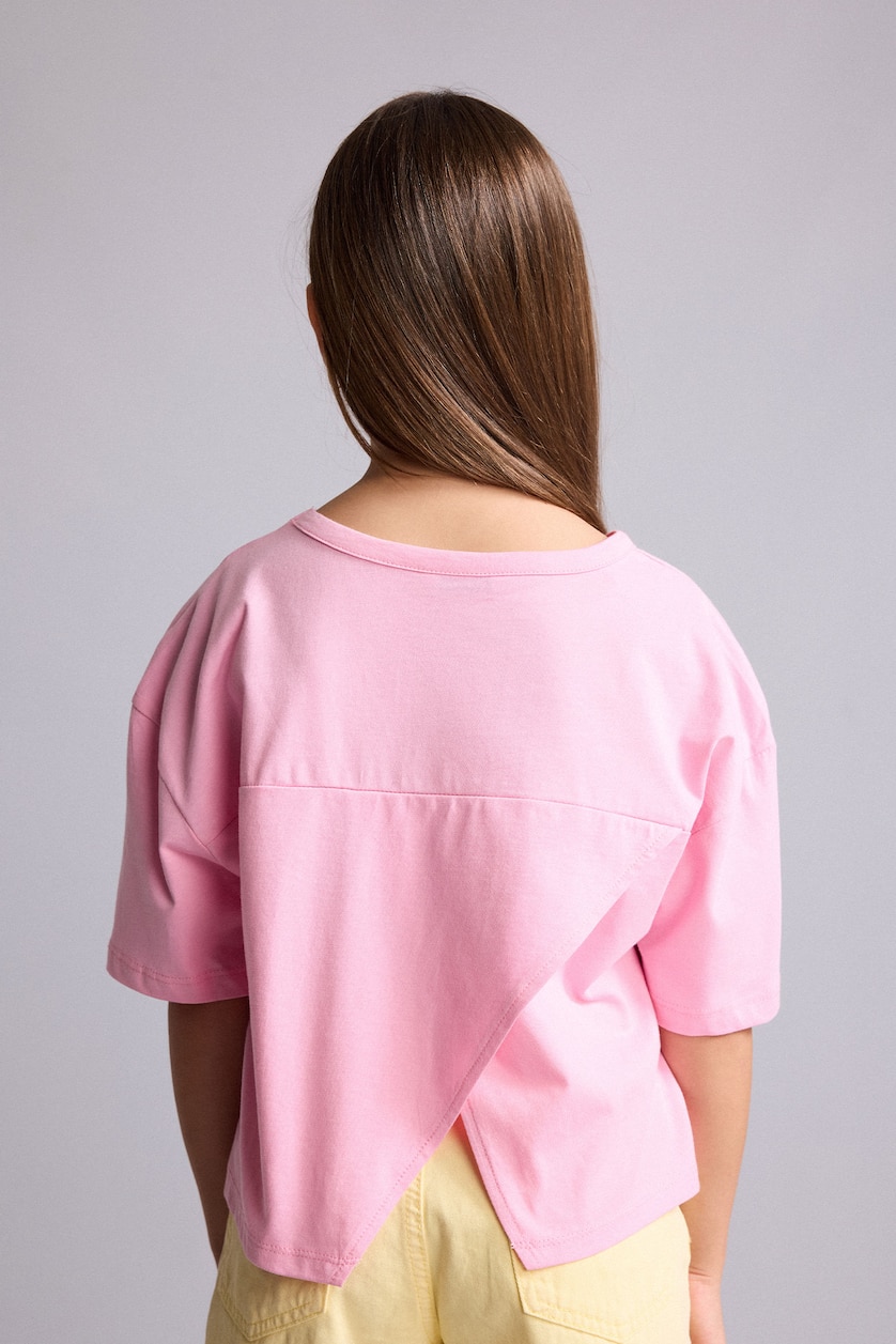 Young Girls - Teen Girls Pink Girl Crew Neck Printed Short Sleeve T-Shirt