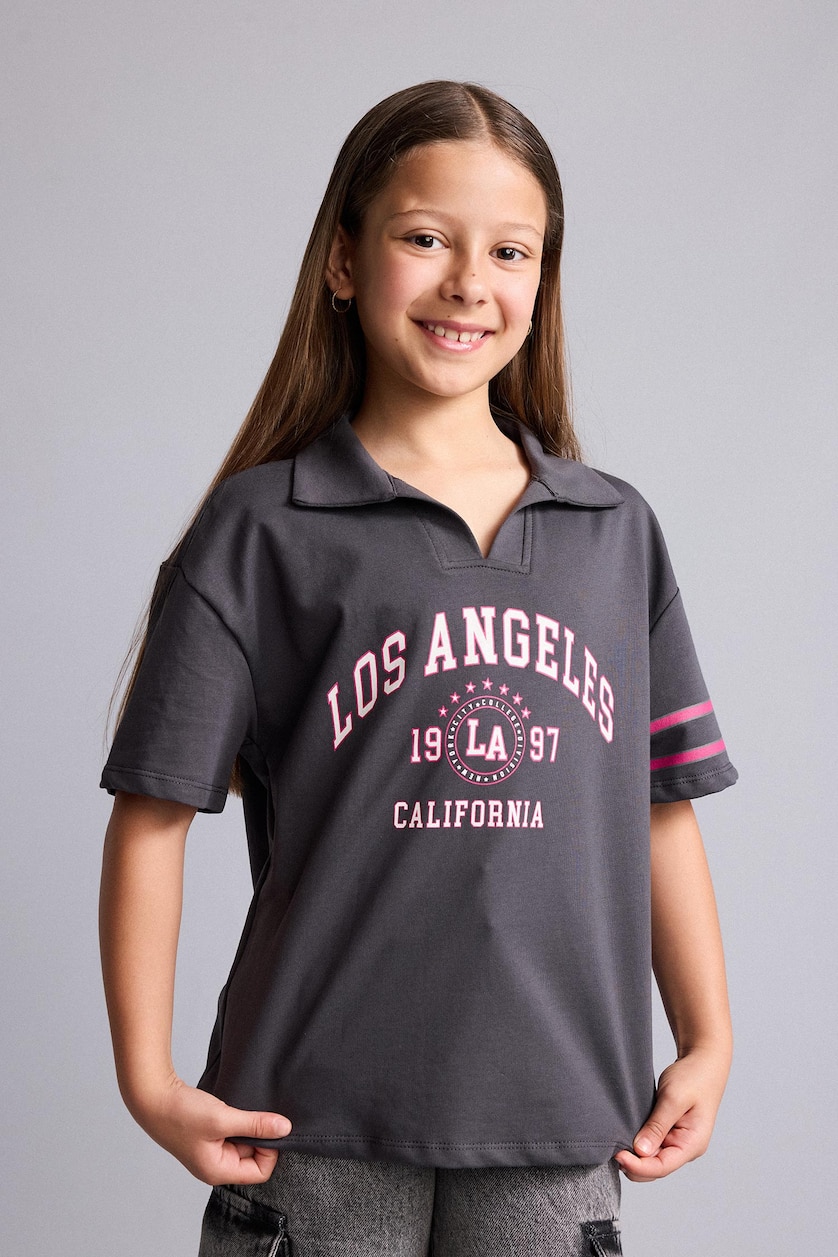 GIRLS & TEENS Anthracite Girl Anthracite Slogan Short Sleeve T-Shirt