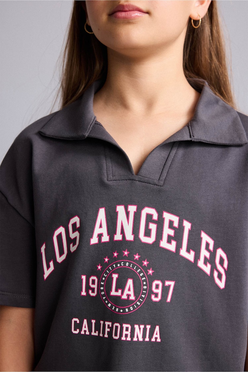 GIRLS & TEENS Anthracite Girl Anthracite Slogan Short Sleeve T-Shirt