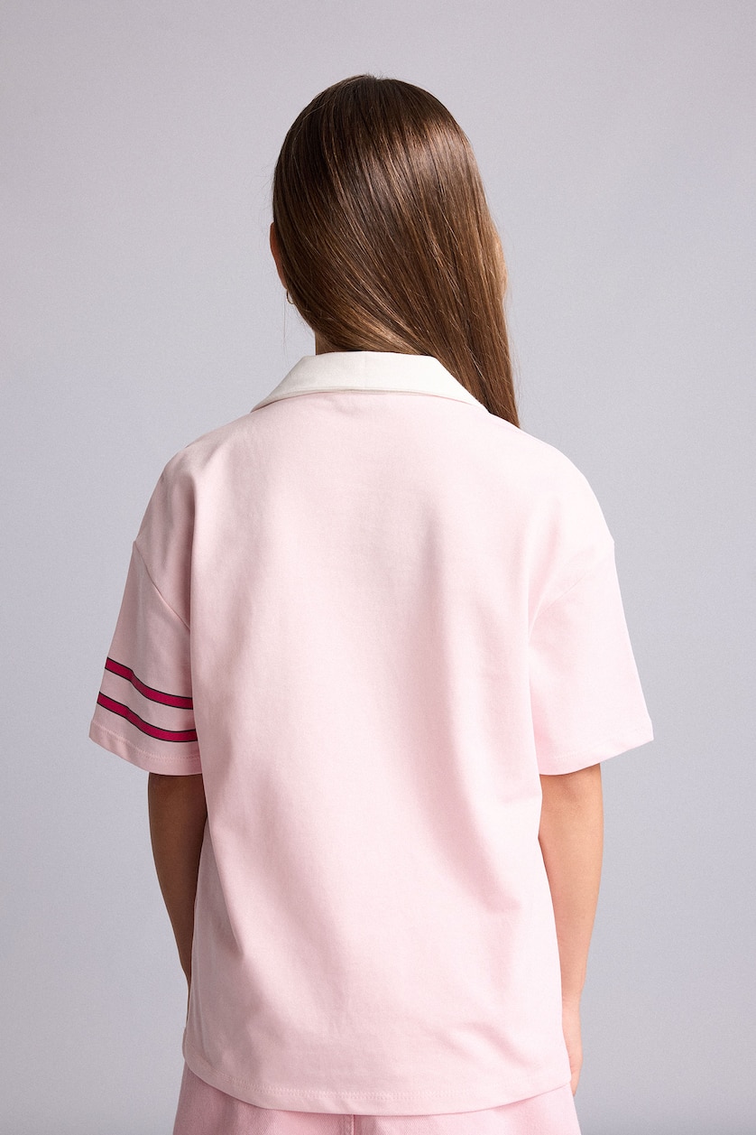 Girls & Teens Light Pink Girl V-Neck Printed Light Pink T-Shirt