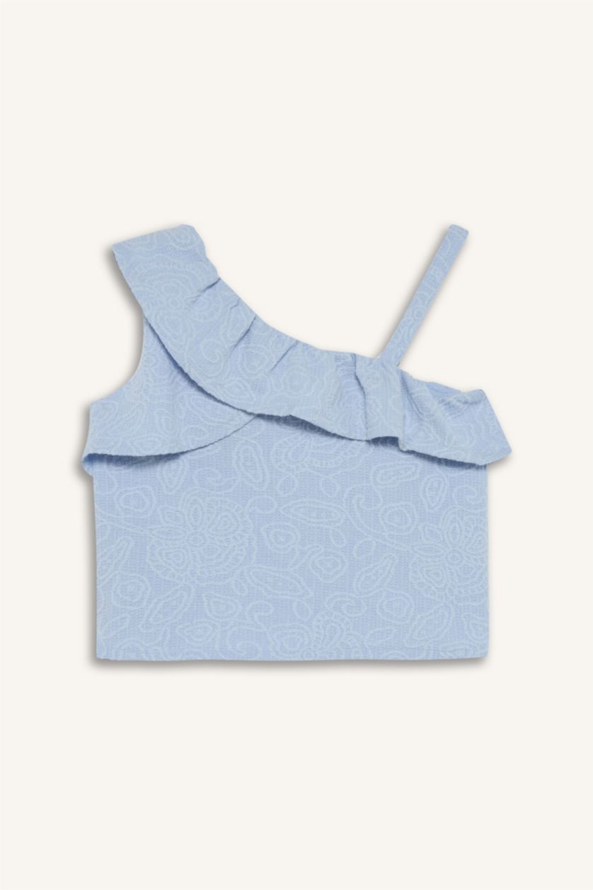 Kız Çocuk - Genç Kız Açık Mavi Çiçekli Kısa Kollu Tişört Kız Çocuk