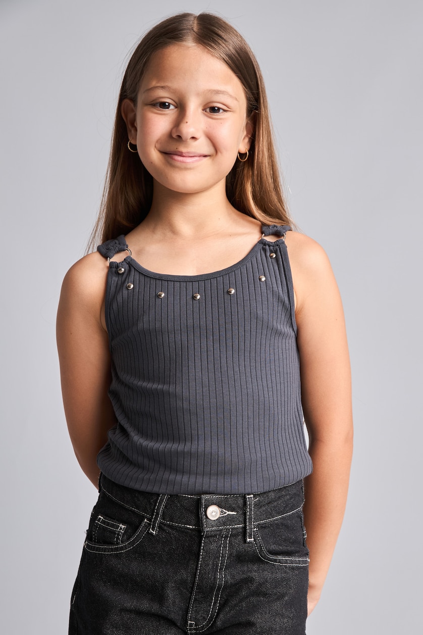 بنات أنثرا غامق Girl Anthracite Crew Neck Camisole Tank Top