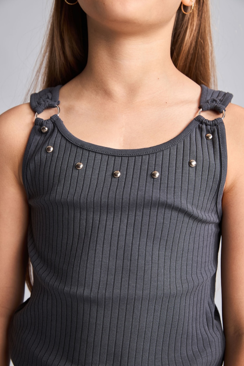 بنات أنثرا غامق Girl Anthracite Crew Neck Camisole Tank Top