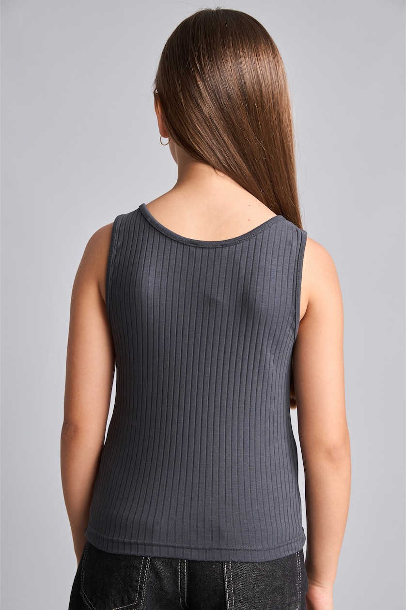 بنات أنثرا غامق Girl Anthracite Crew Neck Camisole Tank Top
