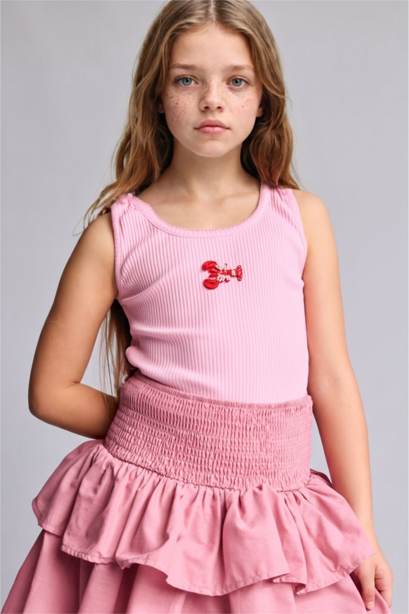 Young Girls - Teen Girls Light Pink Girl Animal Ribana Tank Top