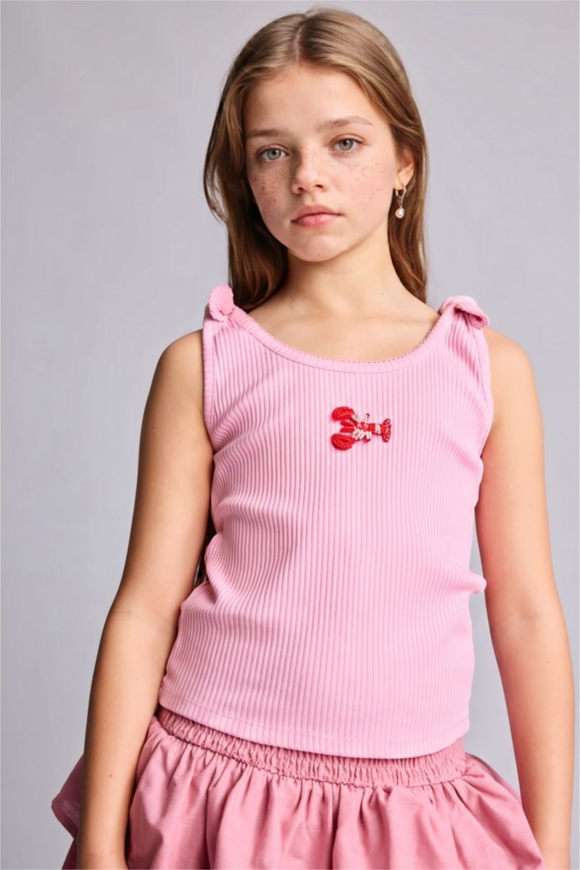 Young Girls - Teen Girls Light Pink Girl Animal Ribana Tank Top