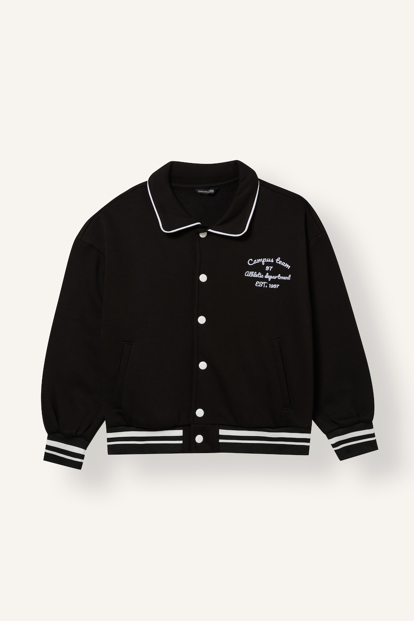 Young Girls - Teen Girls Black Polo Collar Cardigan