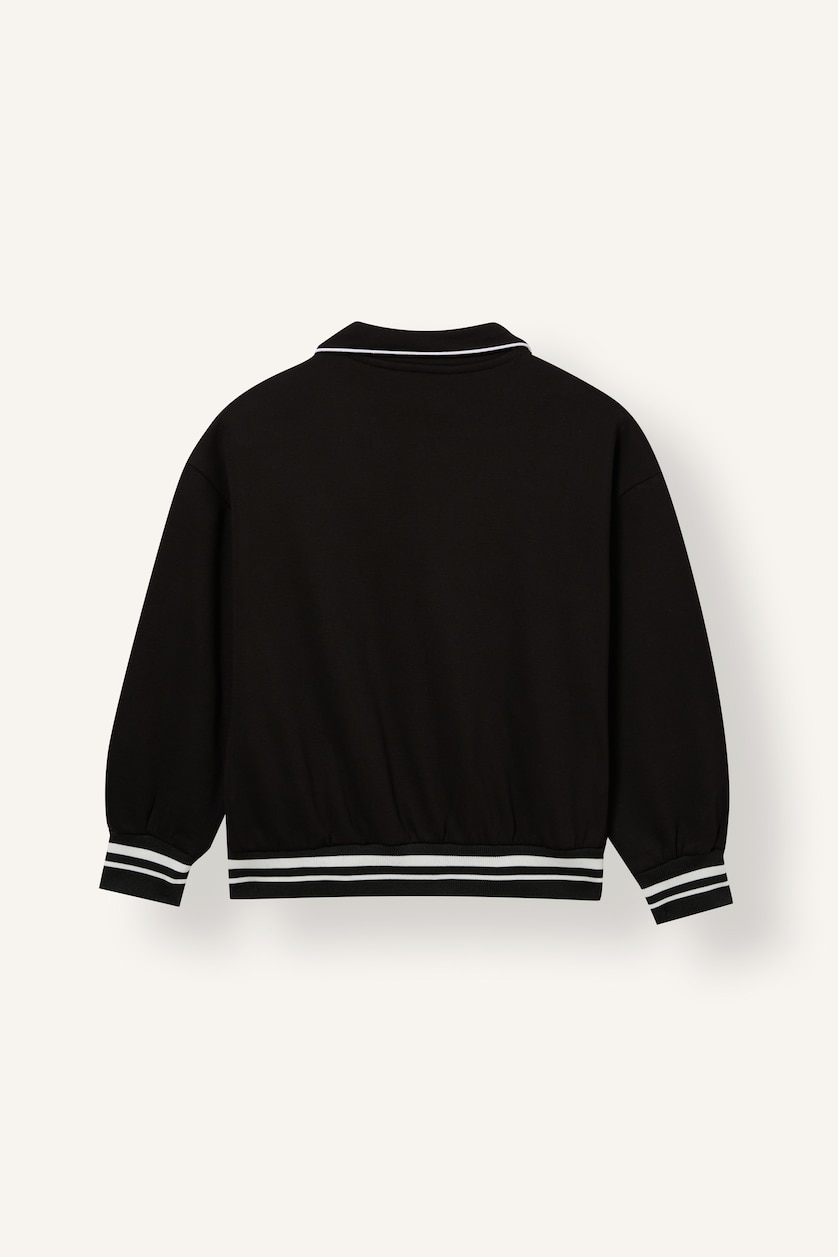 Young Girls - Teen Girls Black Polo Collar Cardigan