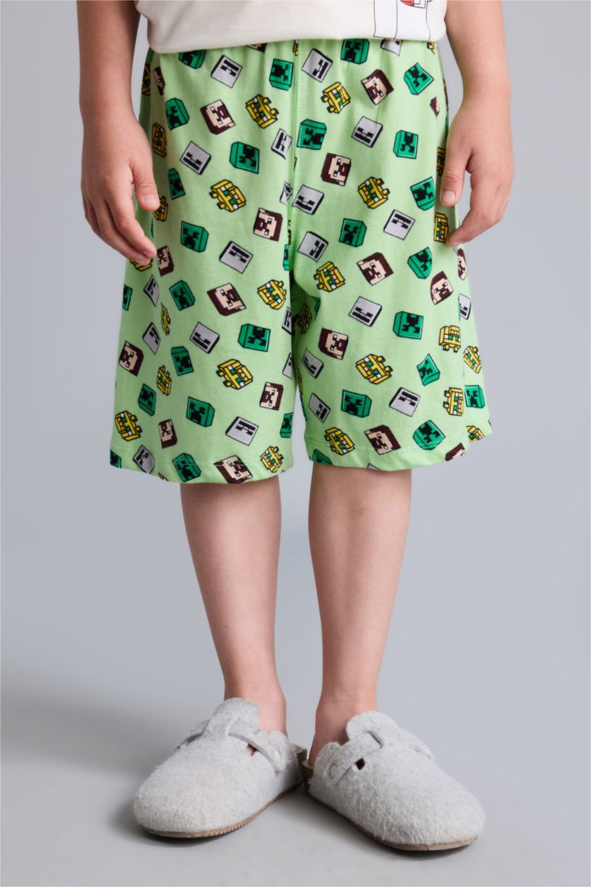 Young Boys - Teen Boys Ecru 2 piece Regular Fit Minecraft Licensed Knitted Pyjamas