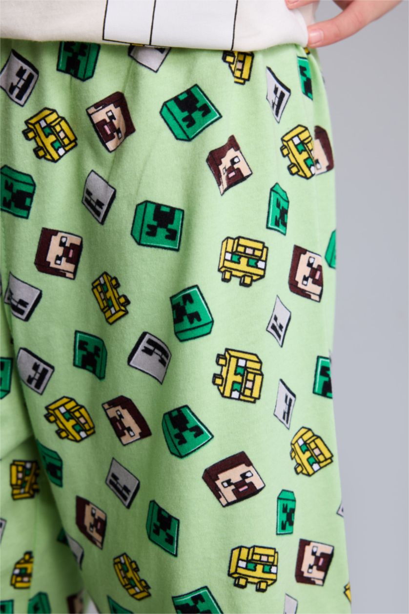 Young Boys - Teen Boys Ecru 2 piece Regular Fit Minecraft Licensed Knitted Pyjamas