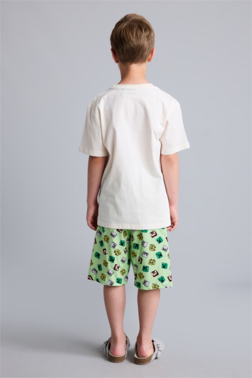 Young Boys - Teen Boys Ecru 2 piece Regular Fit Minecraft Licensed Knitted Pyjamas