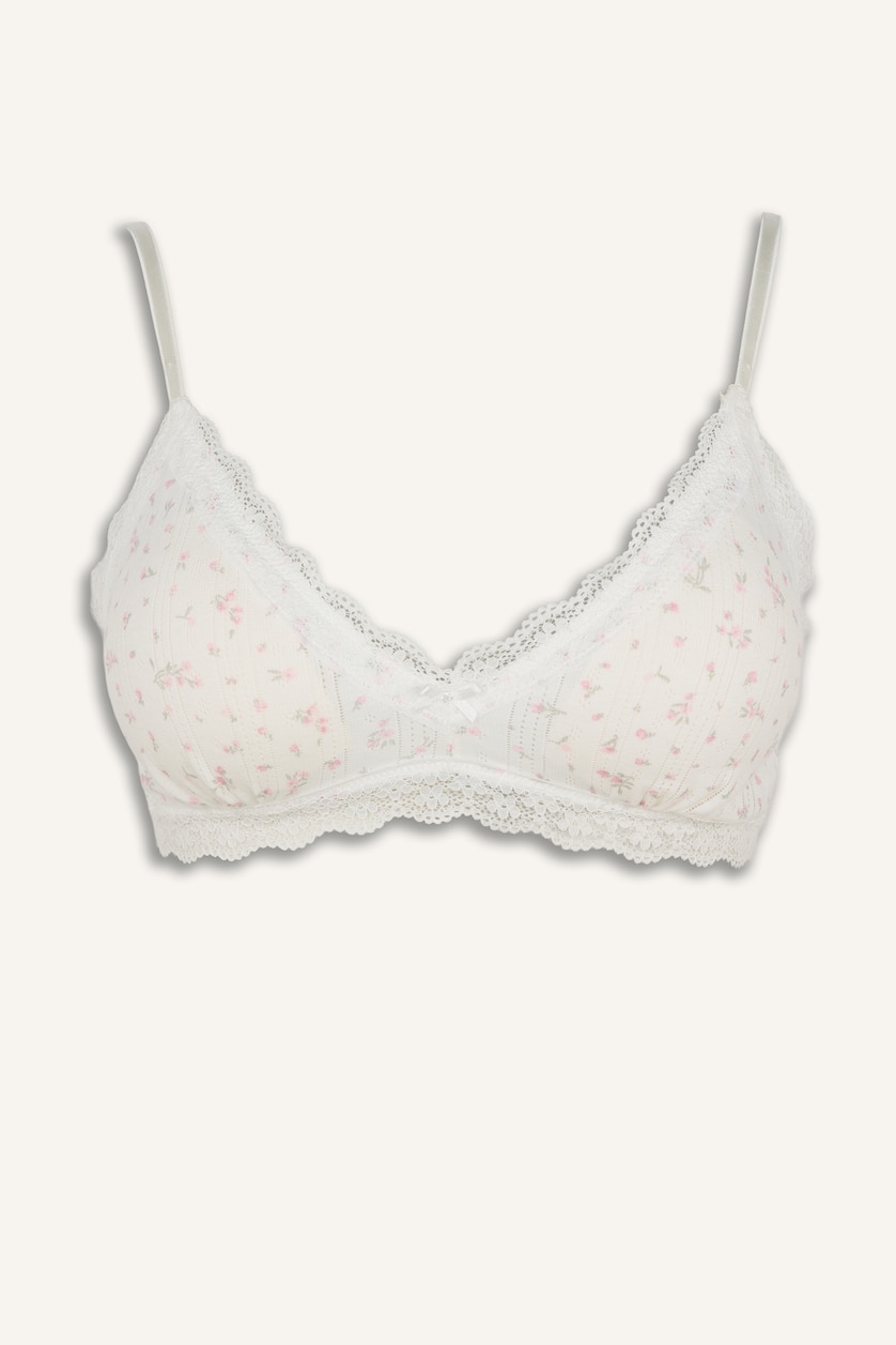 Kadın Açık Pembe Dantel Detaylı Çıkarılabilir Kap Pedli Bralet