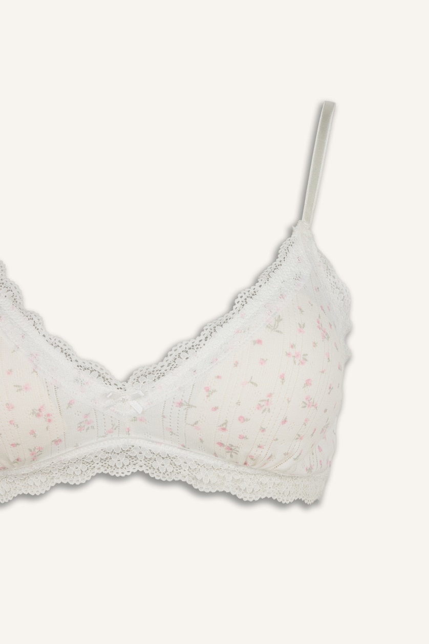Kadın Açık Pembe Dantel Detaylı Çıkarılabilir Kap Pedli Bralet