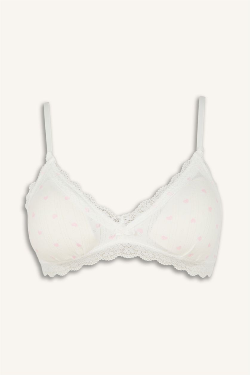 Kadın Kırık Beyaz Dantel Detaylı Çıkarılabilir Kap Pedli Bralet