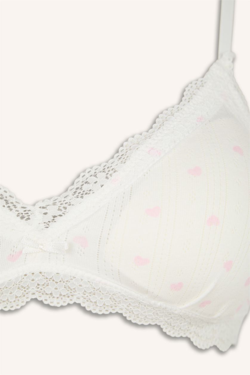 Kadın Kırık Beyaz Dantel Detaylı Çıkarılabilir Kap Pedli Bralet