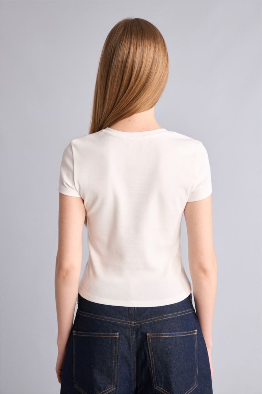 Kadın Kırık Beyaz Barbie Baskılı Kız Çocuk Tişört