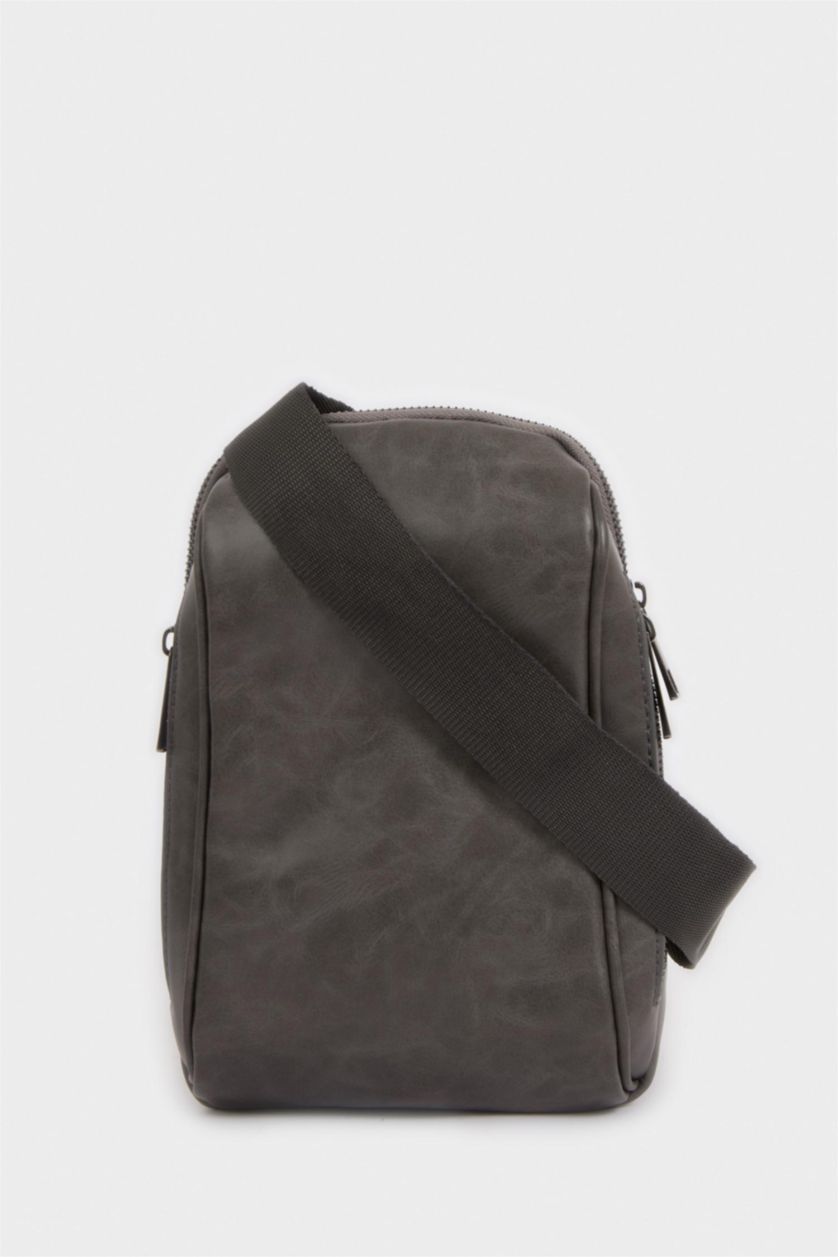 Erkek Gri Erkek Suni Deri Çapraz Çanta