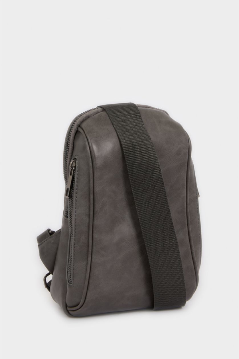 Erkek Gri Erkek Suni Deri Çapraz Çanta