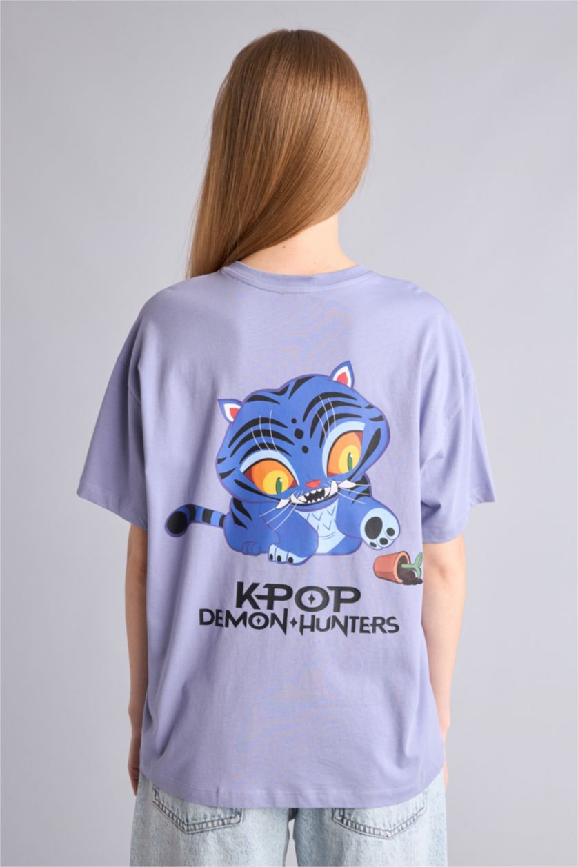 Kadın Lila Oversize Lisanslı Baskılı Tişört