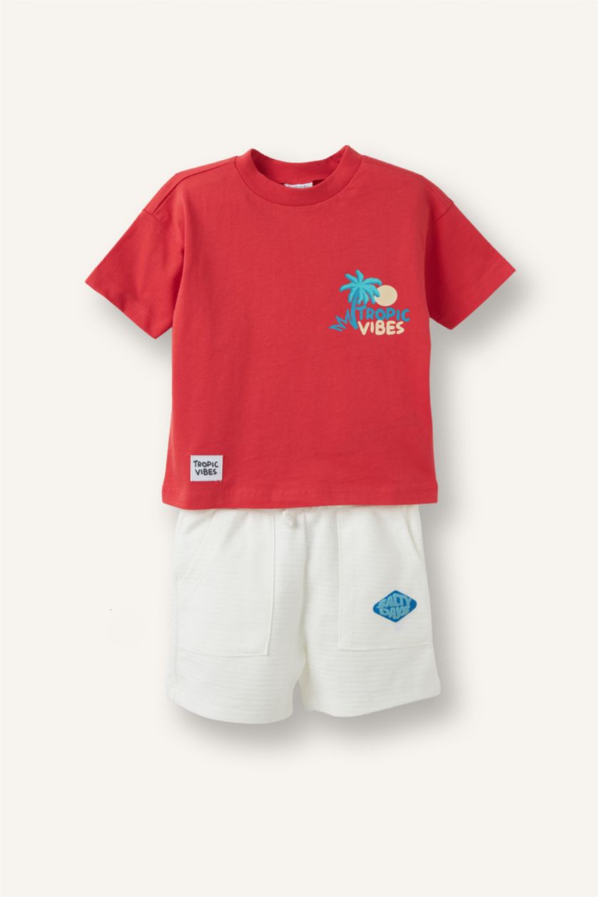 Baby Boys Coral 2 piece Oversize Fit Crew Neck Set