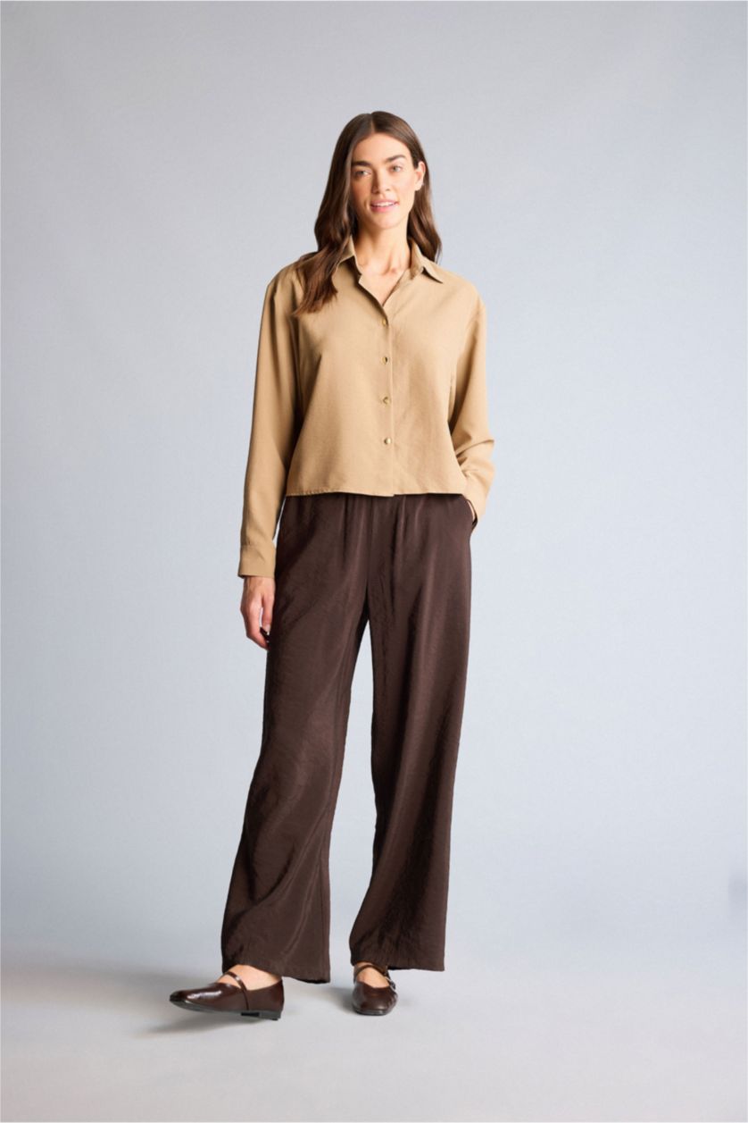 Kadın Vizon Cropped Fıt Gömlek