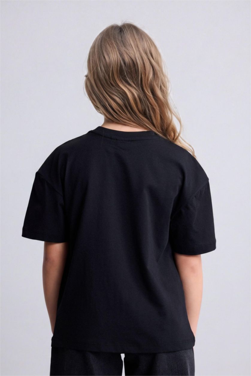 بنات أسود Girl Relax Fit Short Sleeve T-Shirt
